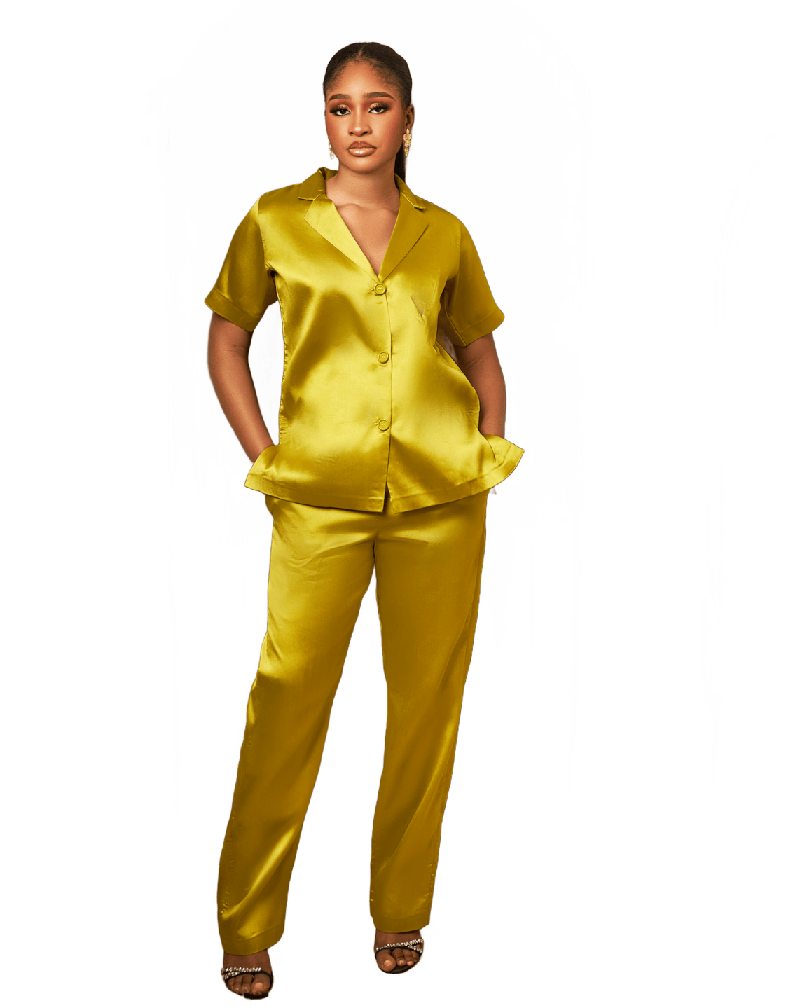 Gold Silk Pajama Set | Silk Pajama Set | Zephova